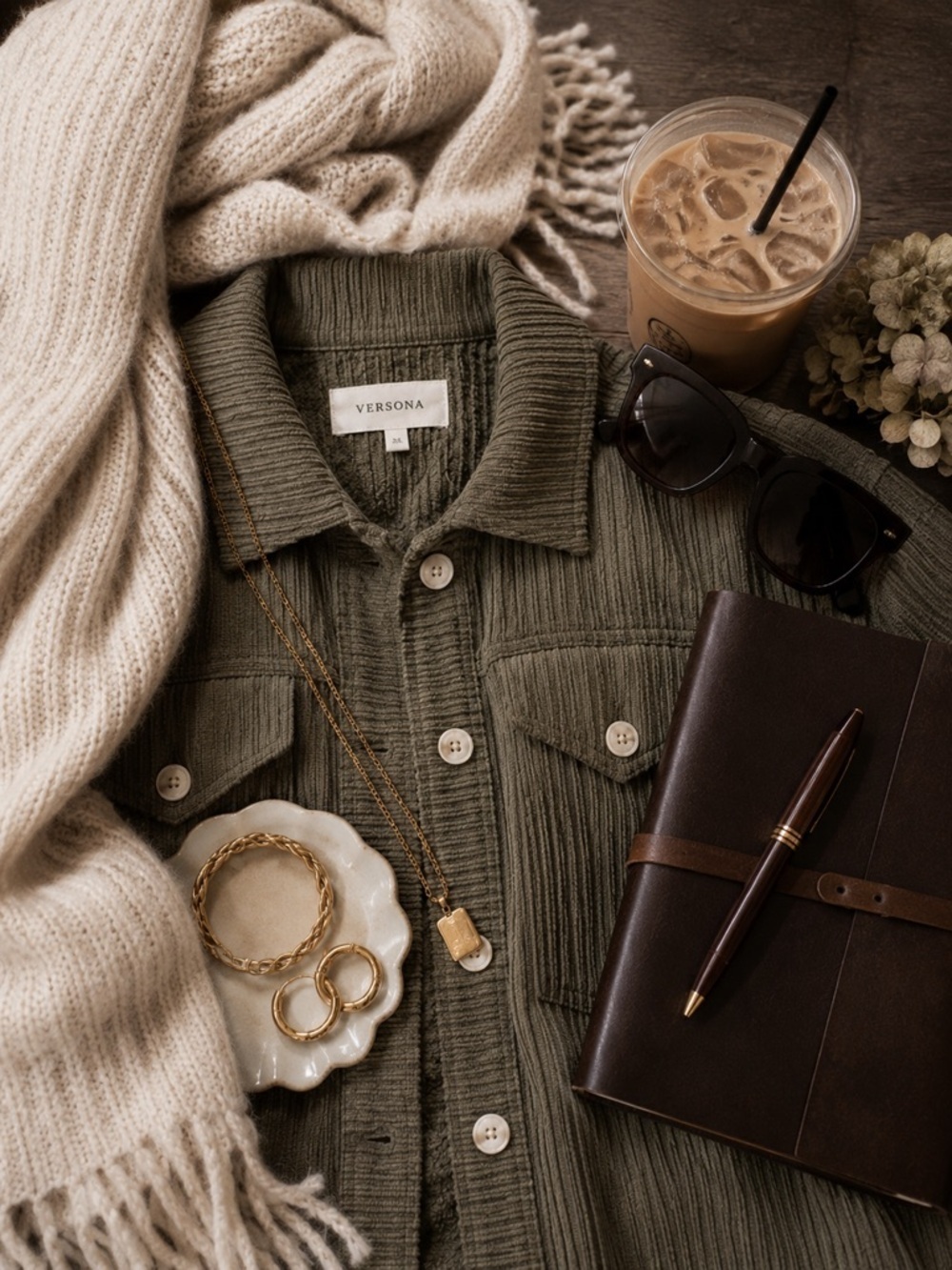 Olive Ribbed Button-Front Shacket - Picture 4 of 11